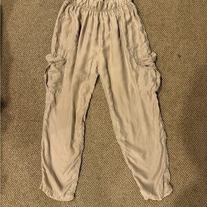 Washable Silk Tan Cargo Pants by Unsubscribed